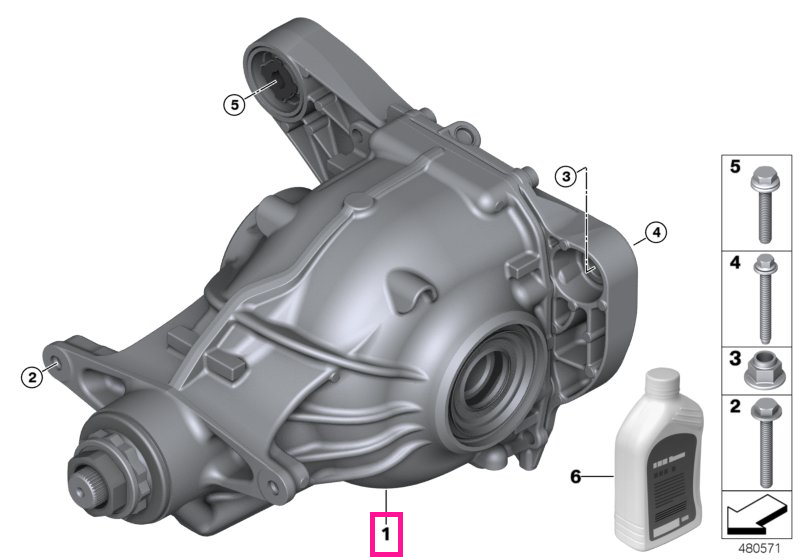 33108686659 Final drive with differential 215LWS I=3,15 - BMW