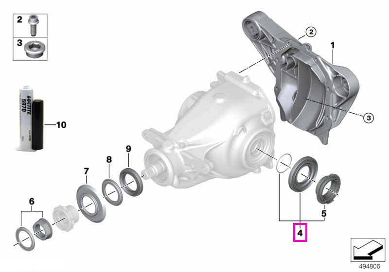 33108860348 Set simering diferential, cu inel siguranta (Typ 215/225) - BMW Seria 1, Seria 2, Seria 3, Seria 4, Seria 5,