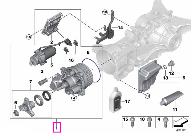 33108871237 Ansamblu ambreiaj cu unitate de control, punte spate - BMW Seria 1 F40, Seria 2 F44 F45 F46, X1 F48 F49, X2 