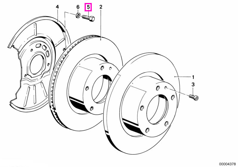 34103451068 Surub hexagonal cu saiba M6x8, fixare deflector disc frana - BMW Seria 3 E30 E36 E46, Seria 5 E28 E34, Seria