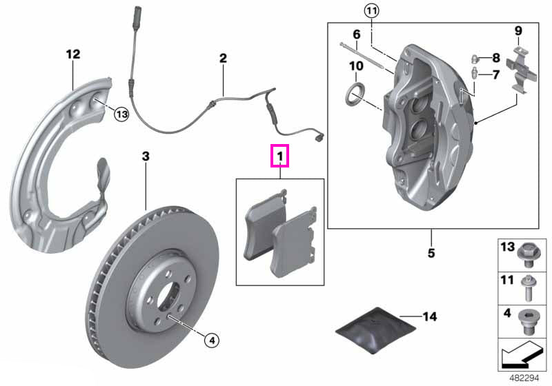 34108892600 Set placute frana fara azbest, punte fata - BMW Seria 1 F70, Seria 2 F74 F78, X1L U12, X1 U11, X2 U10 - Mini