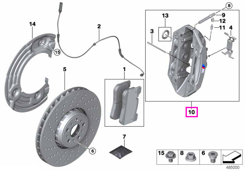 34109503414 Ansamblu etrier, punte fata, dreapta - BMW Seria 3 G80M3 G81M3, Seria 4 G82M4 G83M4