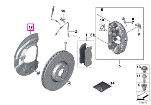 34109503839 Placa protectie disc frana, stanga, punte fata - BMW X5 M F85, X6 M F86 - tip motor S63R