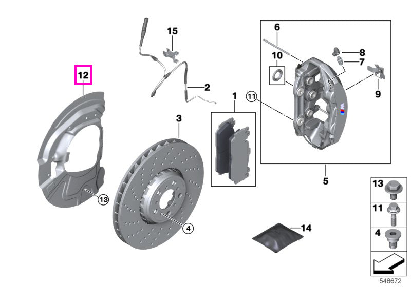 34109503839 Placa protectie disc frana, stanga, punte fata - BMW X5 M F85, X6 M F86 - tip motor S63R