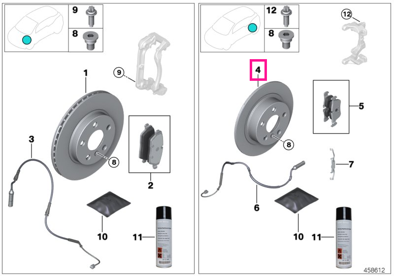 34208853554 Disc frana ventilat, punte spate, stanga sau dreapta, Ø345mm - BMW Seria 3 G20 G21, Seria 4 G22 G23 G26, Ser