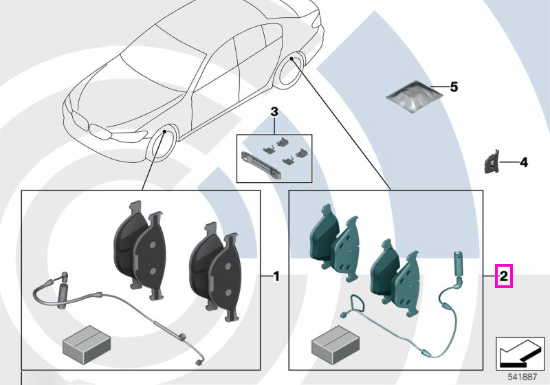 34208877023 Set placute frana si senzor uzura placute frana, punte spate, Kit Value Parts - BMW Seria 5 G30