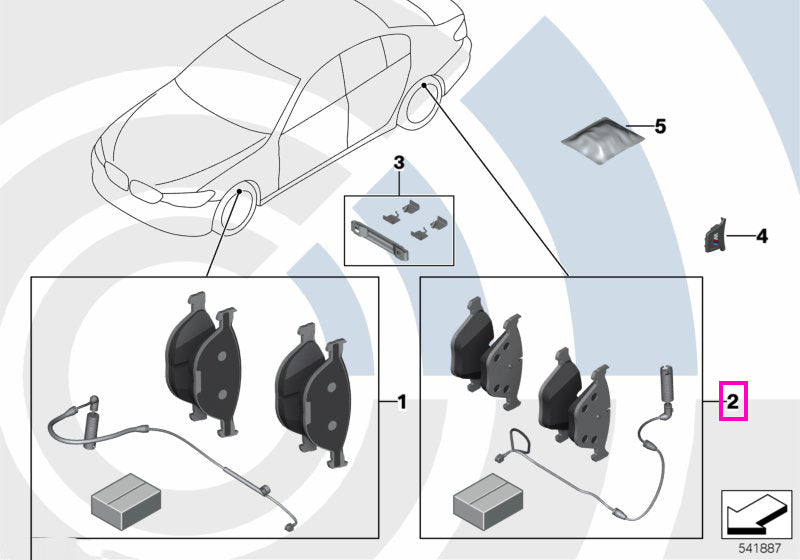 34208877025 Set placute frana si senzor uzura placute, punte spate, Value Parts - BMW Seria 5 G30