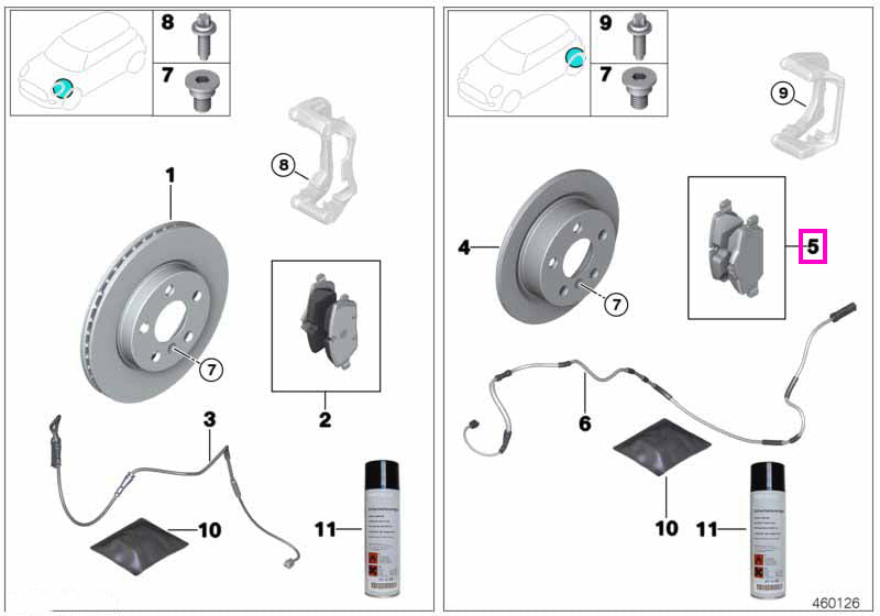 34208882958 Set placute frana fara azbest, punte fata - BMW Seria 1 F70, Seria 2 F74 F78 U06, X1 U11 U12, X2 U10 - Mini 