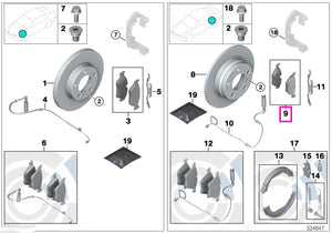 34216790762 Set placute frana, fara azbest, punte spate - BMW Seria 3 E90 E92 E93, X1 E84