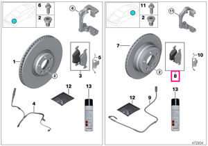 34216790966 Set placute frana fara azbest, punte spate - BMW Seria 5 F07, Seria 7 F01 F01 F04