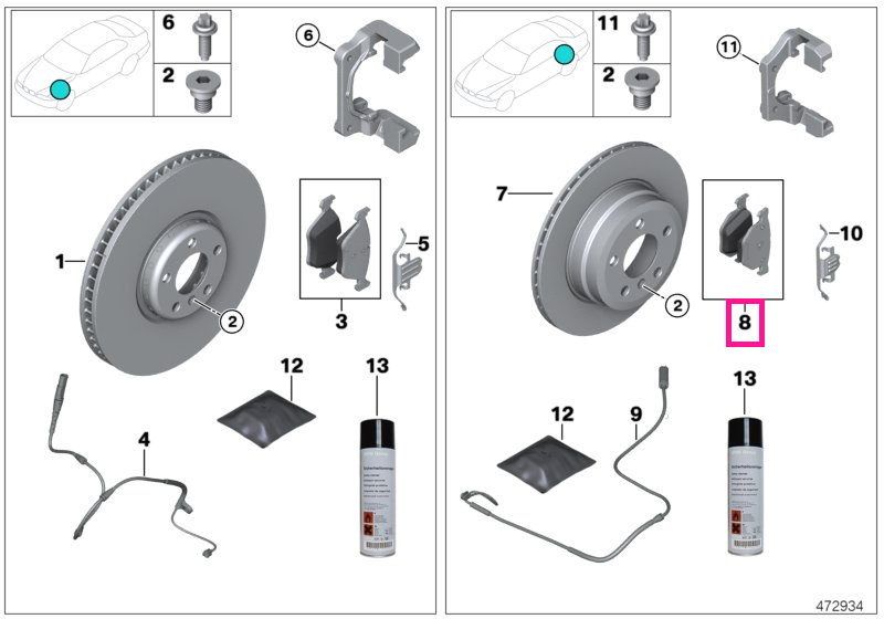 34216790966 Set placute frana fara azbest, punte spate - BMW Seria 5 F07, Seria 7 F01 F01 F04