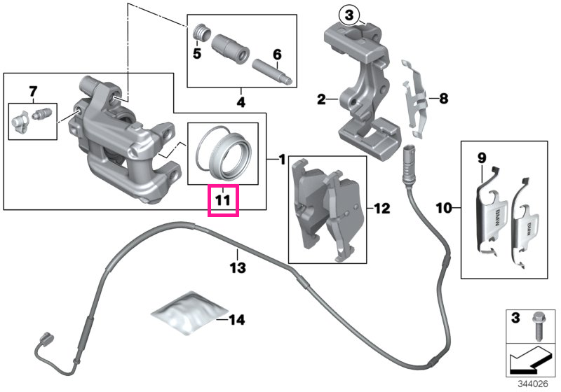 34216850854 Set reparaţie etrier frână - BMW