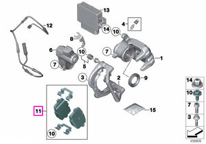 34216857805 Set placute frana punte spate, fara azbest - BMW Seria 5 F10, Seria 6 F06 F12 F13