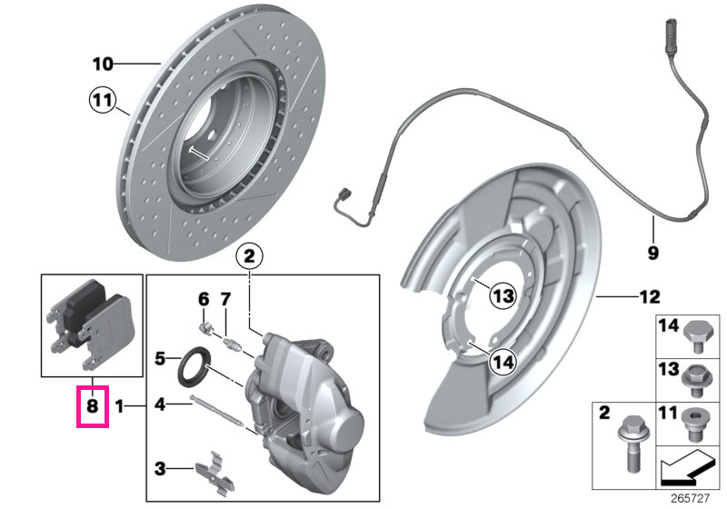 34216887576 Set placute frana, punte spate, fara azbest - BMW Seria 1 F20 F21, Seria 2 F22 F23, Seria 3 F30 F31 F34, Ser