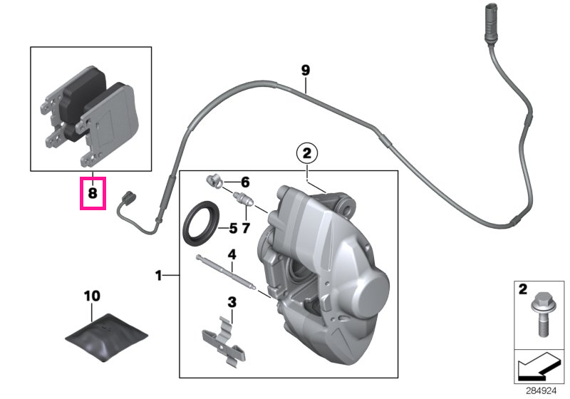 34218099354 Set placute frana fara azbest, M Performance, punte spate - BMW Seria 2 F87M, Seria 3 F80M, Seria 4 F82M F83