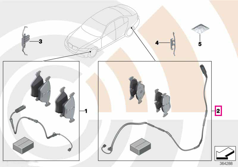 34218843651 Set placute frana si senzor uzura placute frana, punte spate, Value Parts - BMW Seria 3 F45 F46, X1 F48 F49 