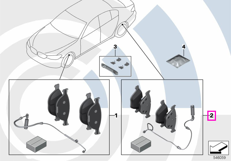 34218893206 Set placute frana si senzor uzura placute frana, punte spate, Value Parts - BMW Seria 3 G20 G21 G28, Seria 4