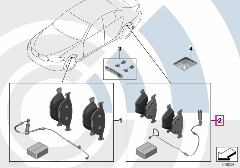 34218893208 Set placute frana spate + senzor - BMW Seria 3 G20 G21 G28, Seria 4 G22 G23 G26 - Kit Value Parts