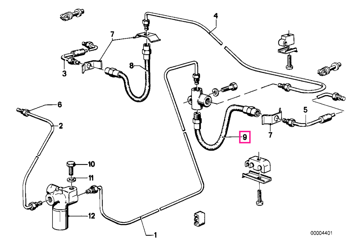34321159881 Țeavă frână spate L=200MM - BMW