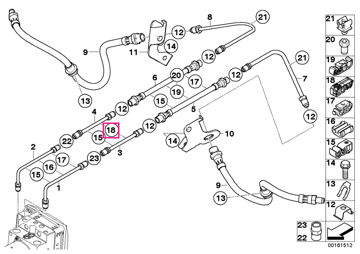 34326779758 Suport tub frana, triplu - BMW