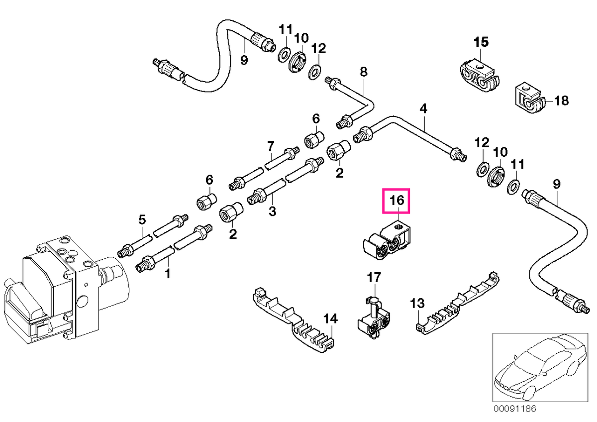 34326871117 Wire clip, dual - BMW - Mini