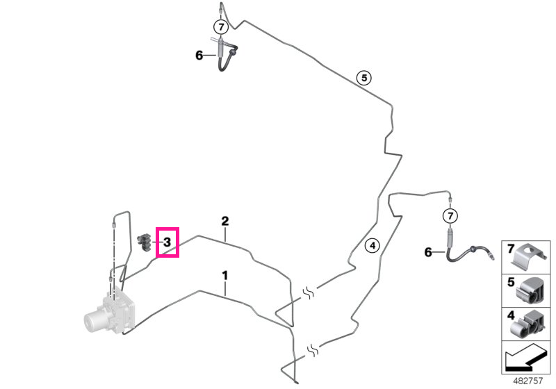 34326871446 Wiring clip, triple - BMW