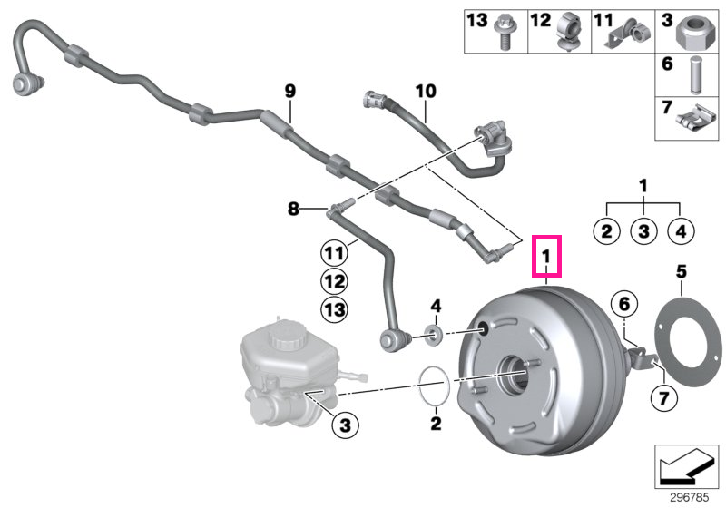 34336851097 Modul servofrana - BMW Seria 1 F20 F21, Seria 2 F22 F23, Seria 3 F30 F31 F34, Seria 4 F32 F33 F36