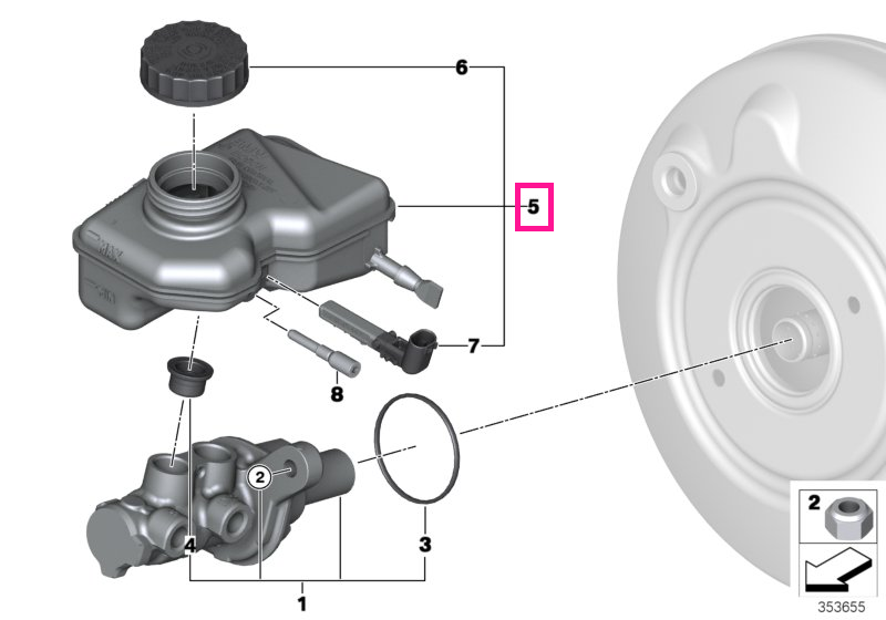 34336860686 Rezervor expansiune cu comutator avertizare - BMW