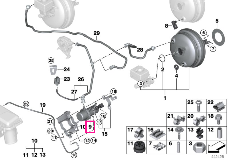34336860881 Pompa vacuum servofrana - BMW X3 G01, X5 F15 - Mini Cabrio F57, F56