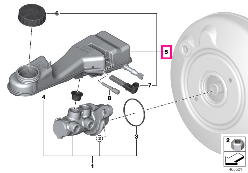34336866163 Rezervor expansiune cu intrerupator avertisment - BMW