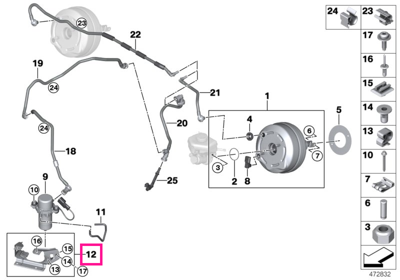 34336868058 Holder, vacuum pump - BMW
