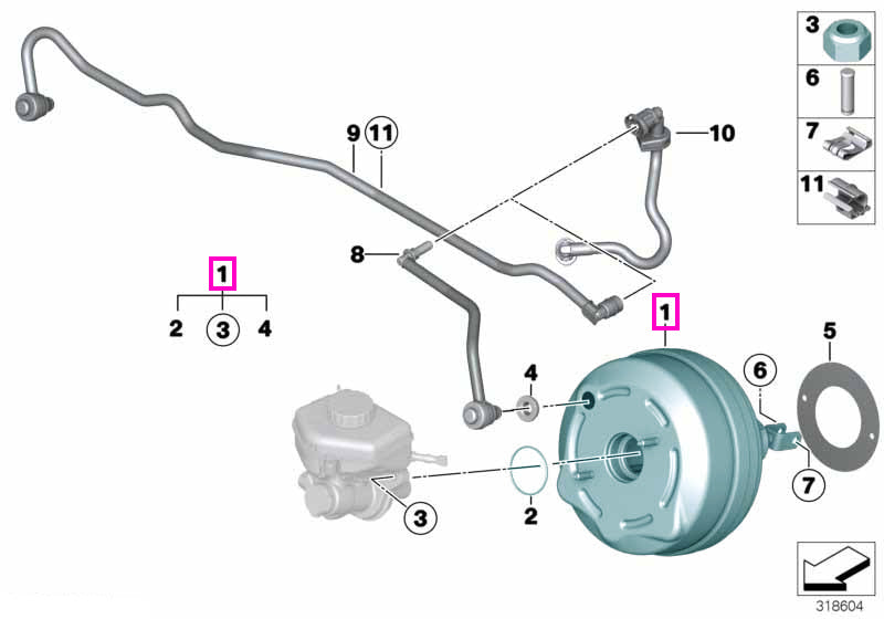 34337849876 Unitate servofrana - BMW Seria 2 F87 M2, Seria 3 F30 F31 F34 F80 M3, Seria 4 F32 F33 F36 F82 F83 M4