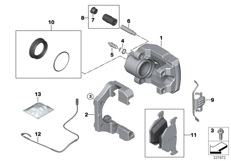 34356854168 Senzor uzura placute frana, punte spate - BMW X5 E70 F15, X6 E71 E72 F16