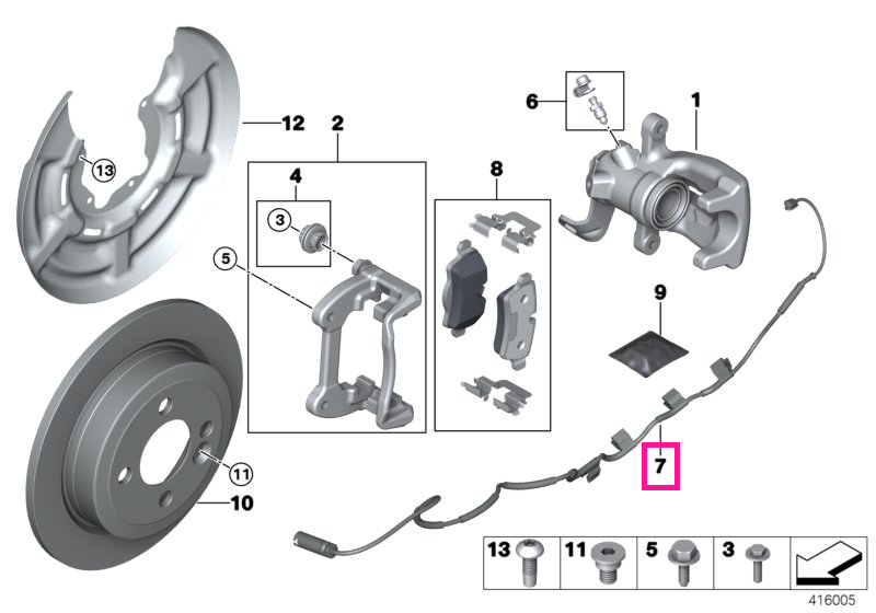 34356859135 Senzor placuță frână spate - BMW - Mini