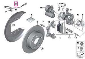 34356865612 Senzor uzura placute frana, punte spate - BMW Seria 1 F40 F52, Seria 2 F44 F45 F46, X1 F48 F48, X2 F39 - Min