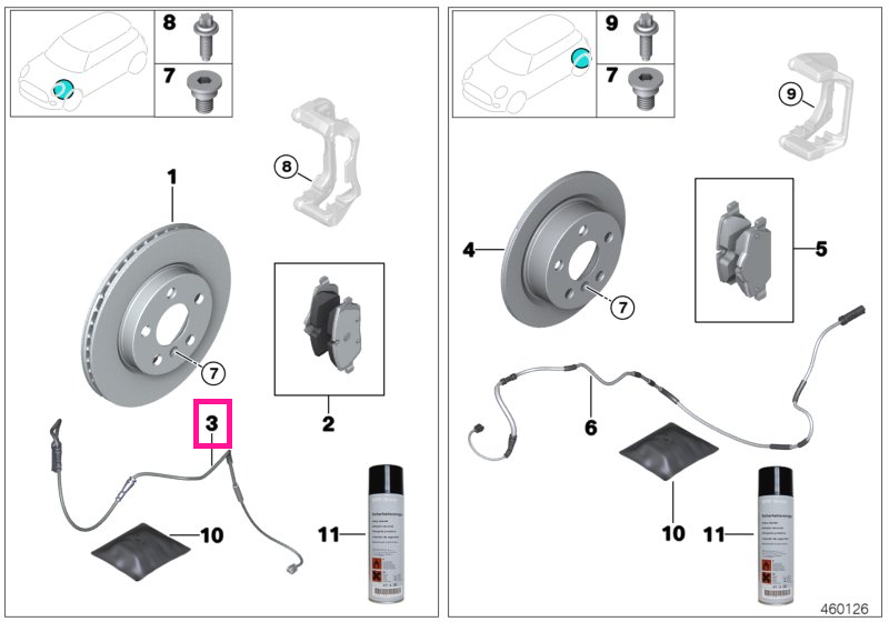34356870351 Senzor uzura placute frana, punte fata - BMW iX3 G08, X3 G01 G08 F97M, X4 G02 F98M