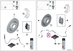 34356870354 Senzor uzura placute frana, punte spate - BMW Seria 2 G42, Seria 3 G20 G21 G28, Seria 4 G22 G23 G26, i3 G28,