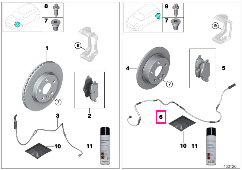 34356870354 Senzor uzura placute frana, punte spate - BMW Seria 2 G42, Seria 3 G20 G21 G28, Seria 4 G22 G23 G26, i3 G28,