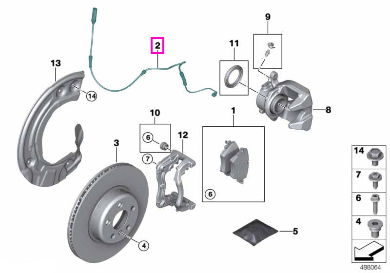 34356877085 Senzor uzura set placute frana, punte fata - BMW Z4 G29
