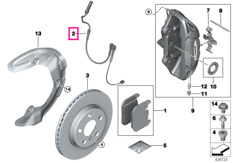 34356887827 Senzor uzura placute frana, punte fata, stanga - Mini Cabrio F57, Countryman F60, F55, F56