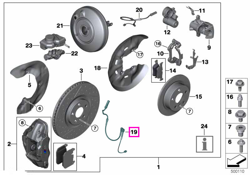 34356888167 Senzor uzura placute frana, punte fata - BMW Seria 1 F40 F52, Seria 2 F44 F45 F46, X1 F48 F49, X2 F39 - Mini