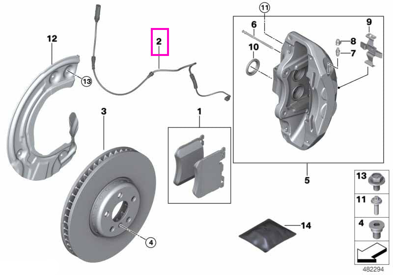 34356891099 Senzor uzura placute frana, punte fata - BMW Seria 1 F70, Seria 2 F74 F78 U06