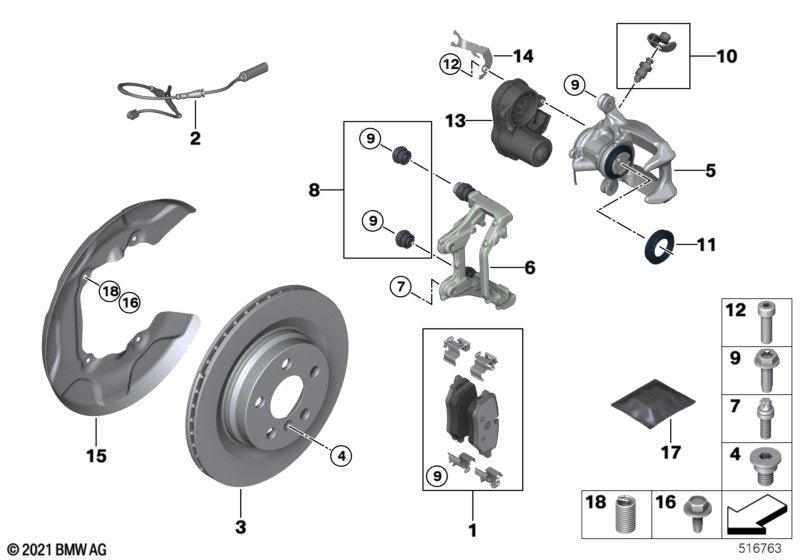 34356891421 Senzor uzura placute frana, punte spate - BMW X1 U11 U12, X2 U10 - Mini Countryman U25