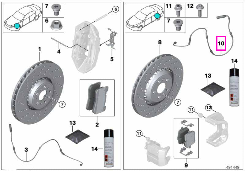 34358095575 Senzor uzura placute frana, punte spate - BMW Seria 2 G87M2, Seria 3 G80M3 G81M3, Seria 4 G82M4 G83M4