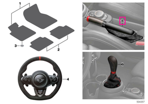 34402469136 Parking brake lever handle with gaiter JCW - BMW - Mini
