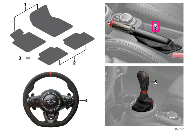 34402469136 Parking brake lever handle with gaiter JCW - BMW - Mini