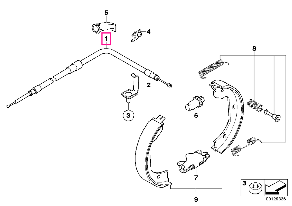 34403400796 Cablu frana parcare, mana dreapta - BMW X3 E83