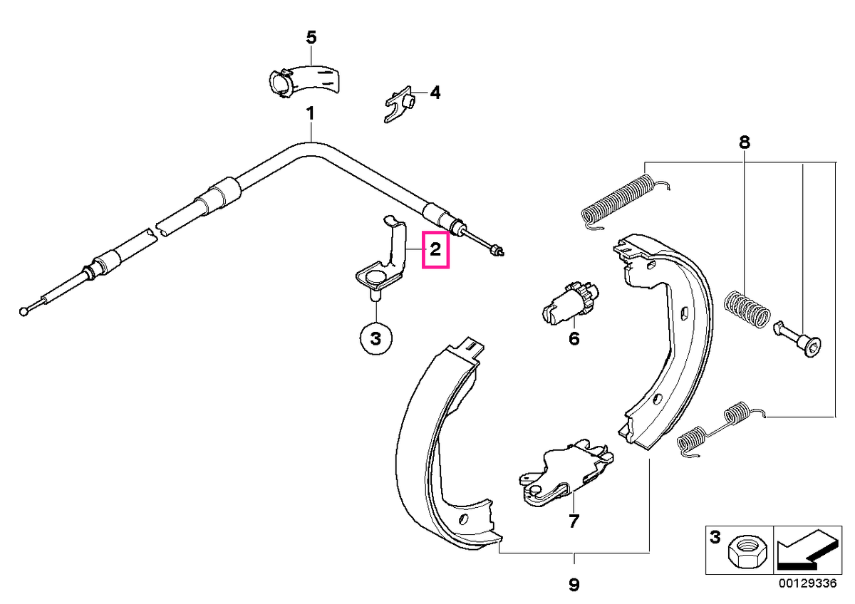 34403412833 Suport cablu Bowden frână mână - BMW