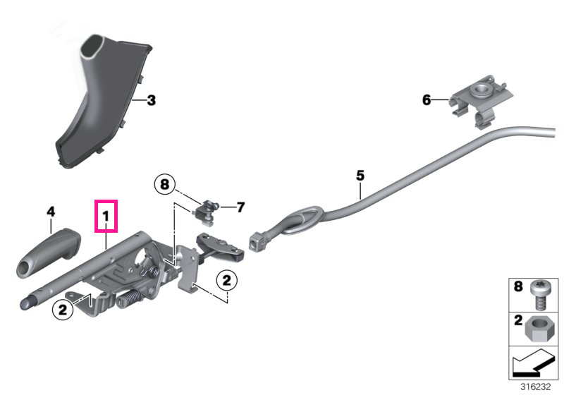 34406876774 Pârghie frână mână - BMW