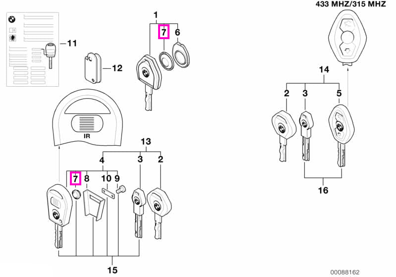 51218201226 Baterie litiu CR2025, 3V, cheie iluminata - BMW Seria 3 E36 E46, Seria 5 E34 E39, Seria 7 E38, X5 E53, Z3 E3